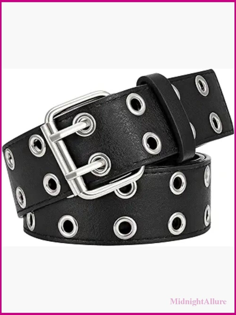 PU Leather Grommet Belt Wide 1.5 Inch Punk Rock Jean Belt